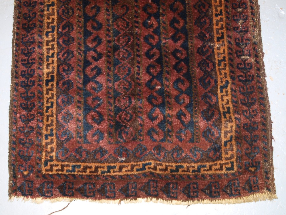 ANTIQUE AFGHAN BALUCH BALISHT STORAGE BAG FACE, GOOD DESIGN, CIRCA 1900. View IV