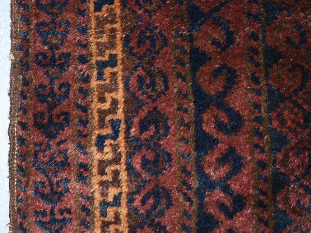 ANTIQUE AFGHAN BALUCH BALISHT STORAGE BAG FACE, GOOD DESIGN, CIRCA 1900. View V