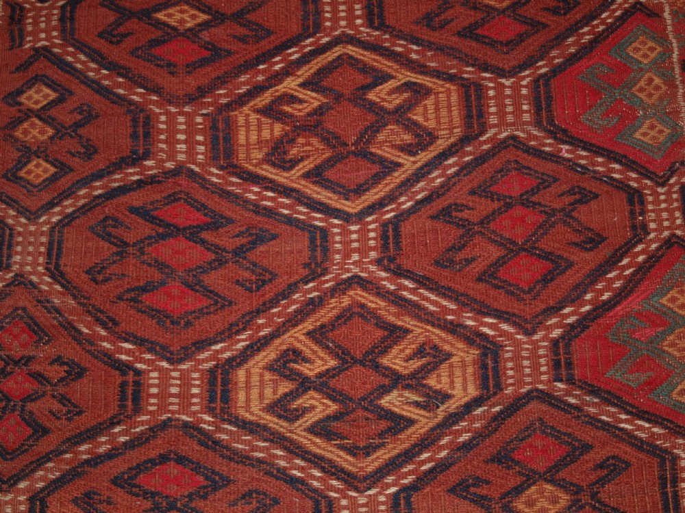 OLD UZBEK OR AFGHAN EMBROIDERED FLAT WEAVE RUNNER, GOOD COLOURS, CIRCA 1920. View VI