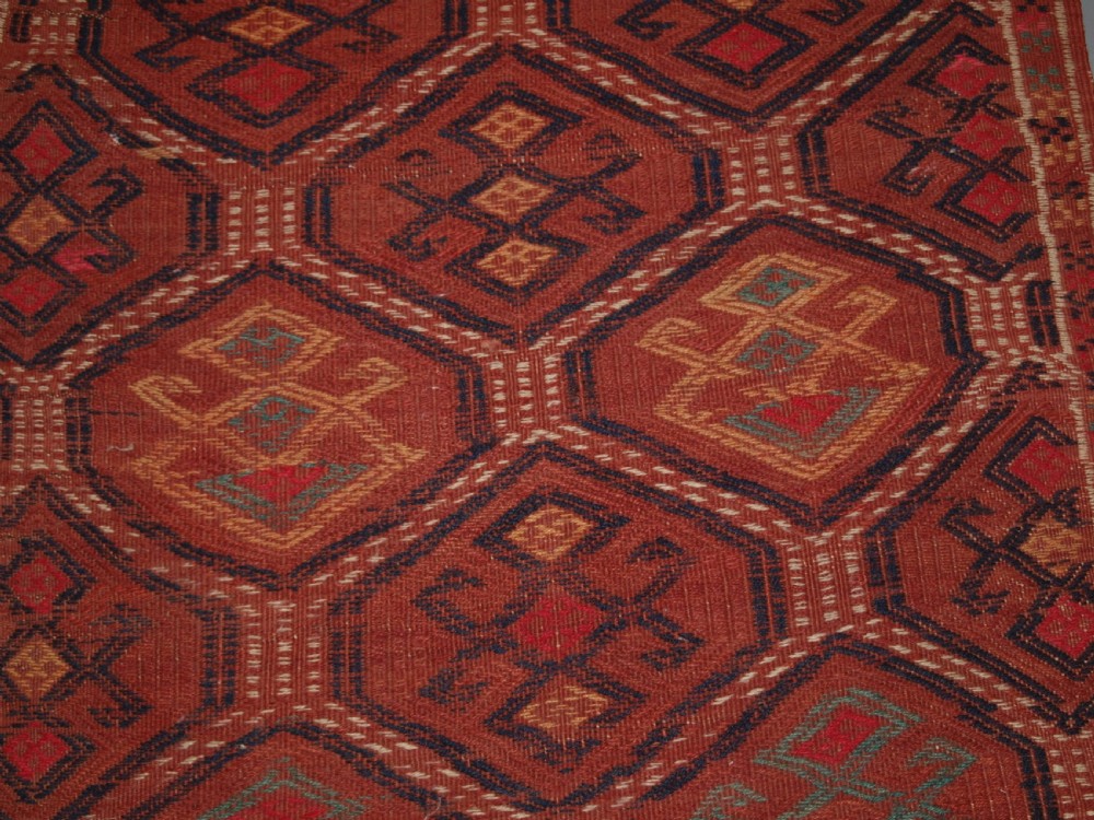 OLD UZBEK OR AFGHAN EMBROIDERED FLAT WEAVE RUNNER, GOOD COLOURS, CIRCA 1920. View VII