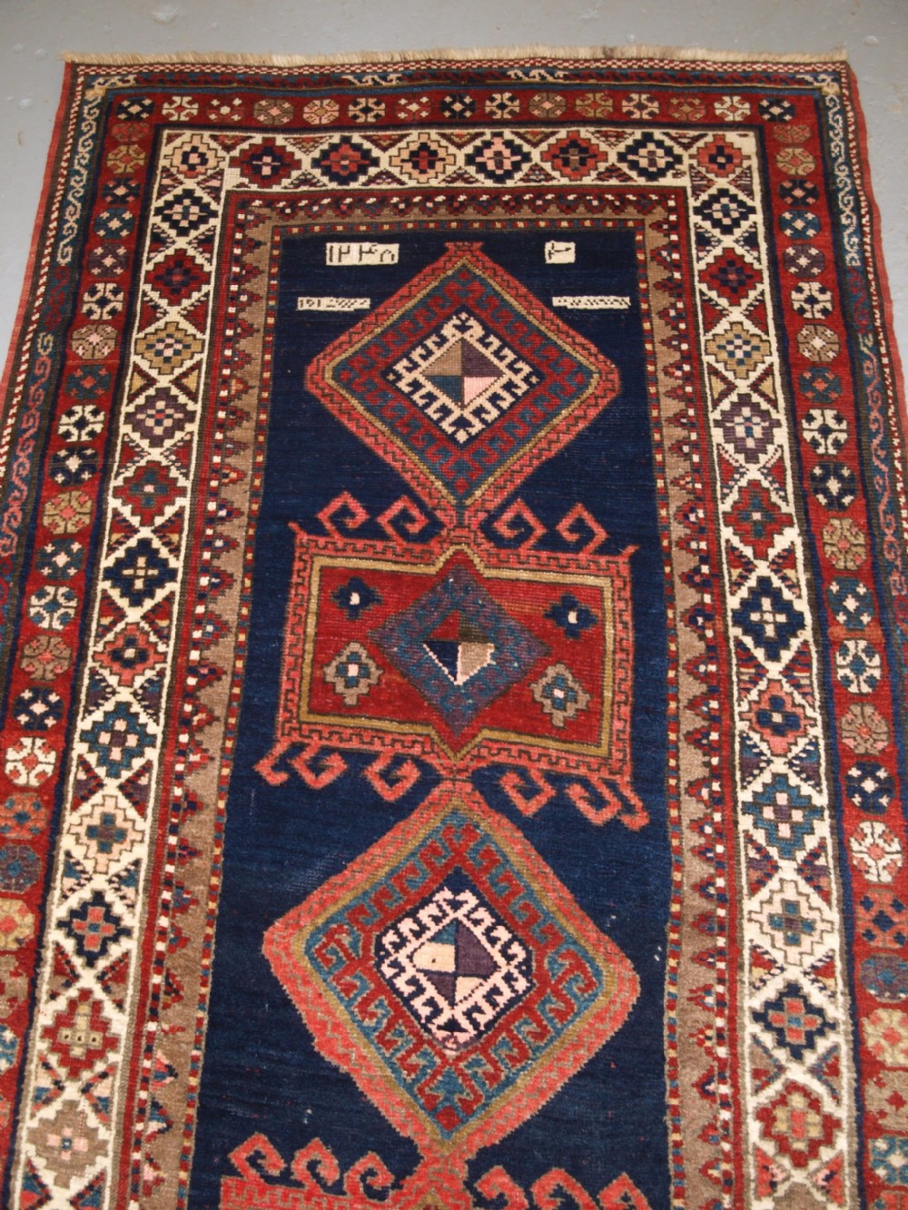 ANTIQUE CAUCASIAN KAZAK LONG RUG OR RUNNER, GREAT CONDITION AND COLOUR, LATE 19TH CENTURY. View II