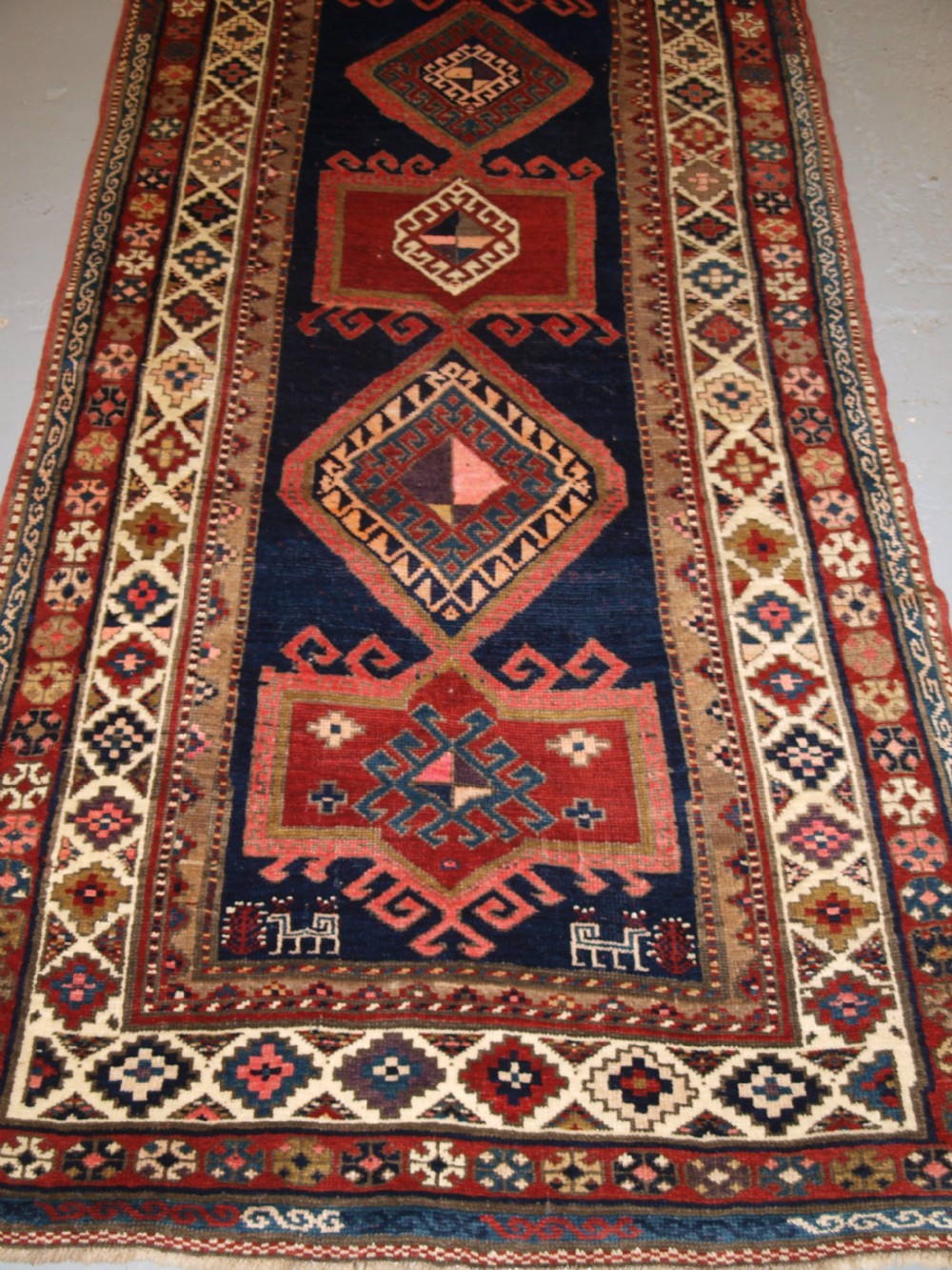 ANTIQUE CAUCASIAN KAZAK LONG RUG OR RUNNER, GREAT CONDITION AND COLOUR, LATE 19TH CENTURY. View IV