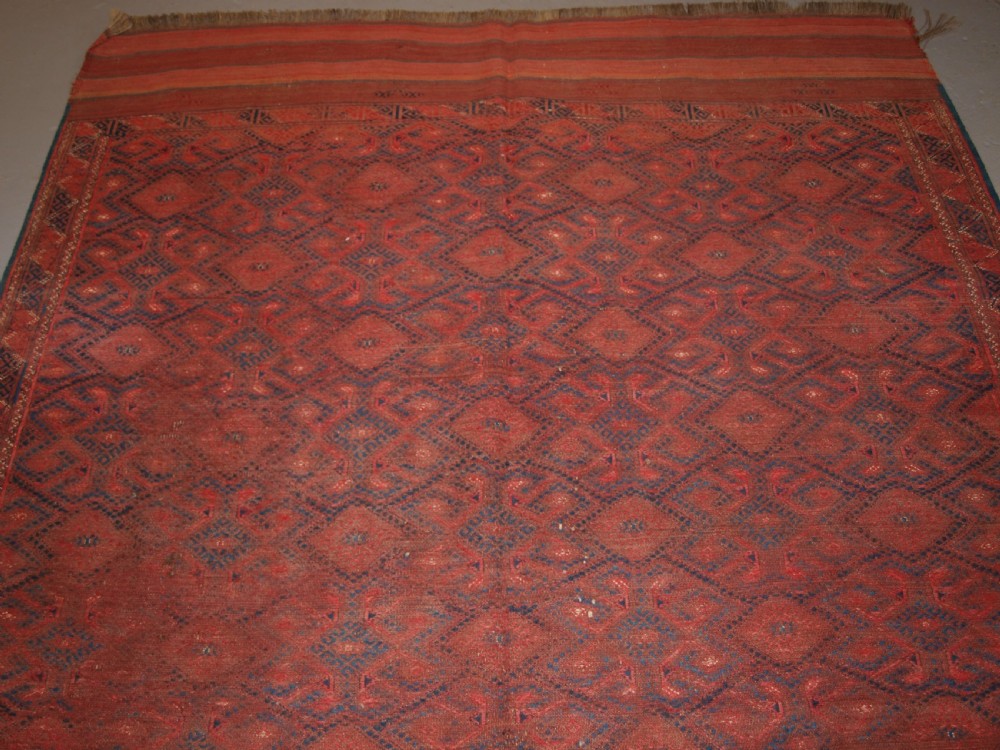 ANTIQUE YOMUT TURKMEN PALLAS SOUMAK KILIM, WELL USED CONDITION, CIRCA 1900. View V