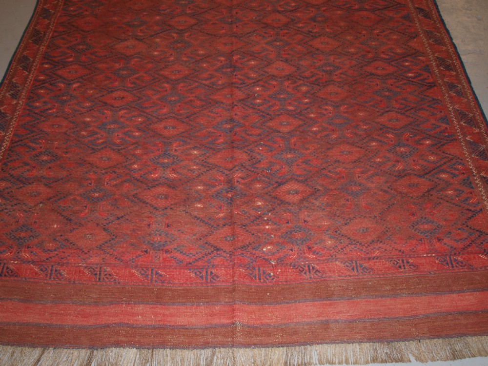 ANTIQUE YOMUT TURKMEN PALLAS SOUMAK KILIM, WELL USED CONDITION, CIRCA 1900. View VII