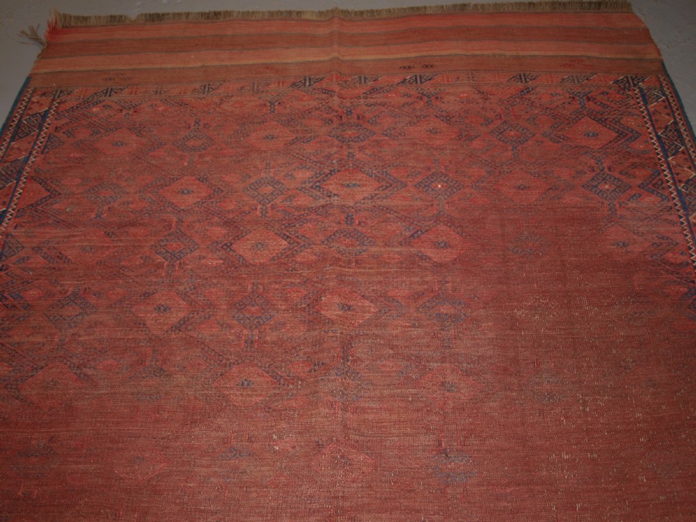 ANTIQUE YOMUT TURKMEN PALLAS SOUMAK KILIM, WELL USED CONDITION, CIRCA 1900. View XII