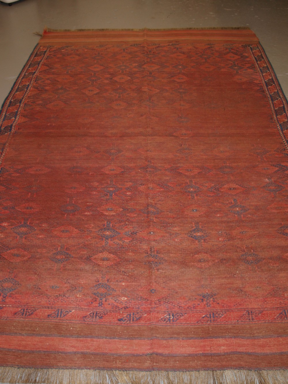 ANTIQUE YOMUT TURKMEN PALLAS SOUMAK KILIM, WELL USED CONDITION, CIRCA 1900. View XIII