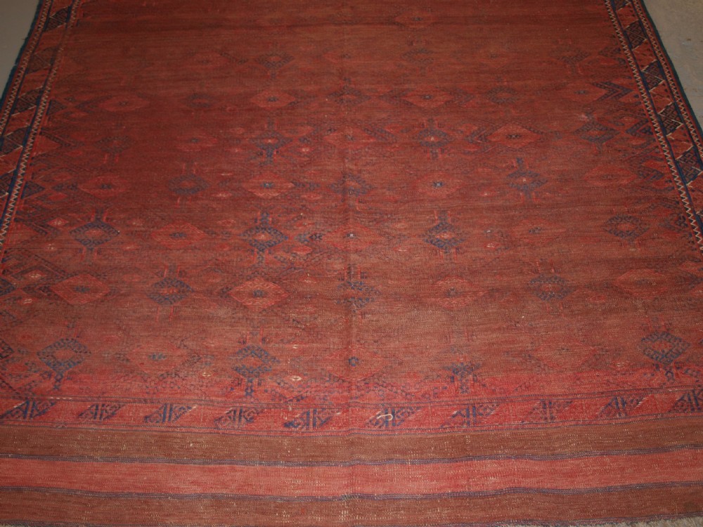 ANTIQUE YOMUT TURKMEN PALLAS SOUMAK KILIM, WELL USED CONDITION, CIRCA 1900. View XIV