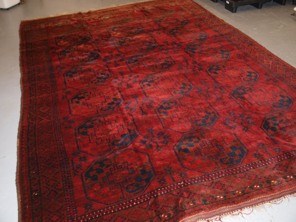 OLD AFGHAN VILLAGE CARPET, TRADITIONAL ERSARI DESIGN, GREAT CONDITION, CIRCA 1920.