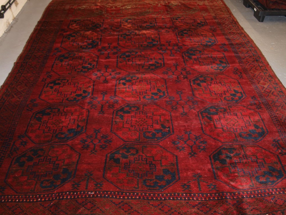 OLD AFGHAN VILLAGE CARPET, TRADITIONAL ERSARI DESIGN, GREAT CONDITION, CIRCA 1920. View II