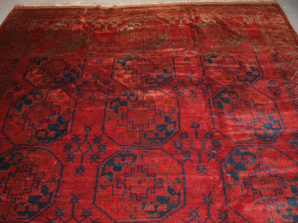 OLD AFGHAN VILLAGE CARPET, TRADITIONAL ERSARI DESIGN, GREAT CONDITION, CIRCA 1920. View V