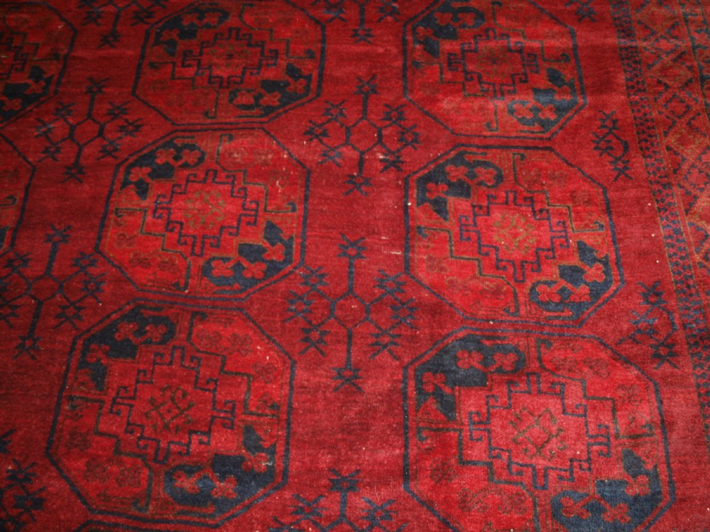 OLD AFGHAN VILLAGE CARPET, TRADITIONAL ERSARI DESIGN, GREAT CONDITION, CIRCA 1920. View X