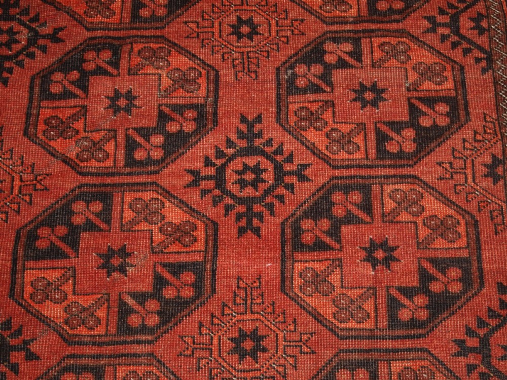 OLD AFGHAN VILLAGE CARPET OF TRADITIONAL DESIGN, SOFT BURNT ORANGE COLOUR, CIRCA 1920. View VII