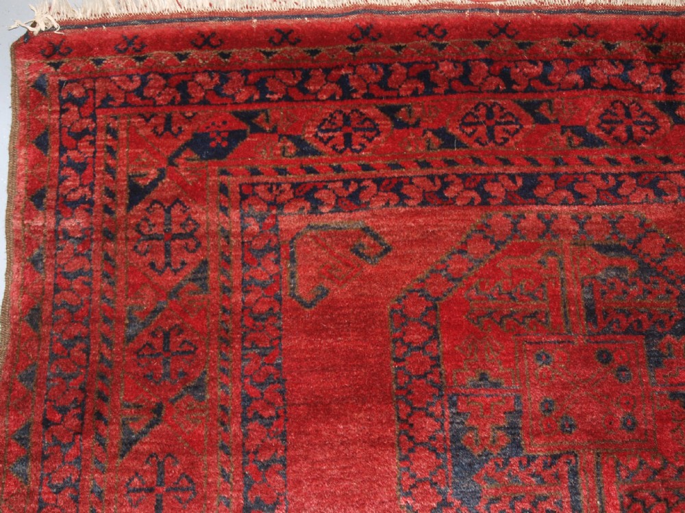 OLD AFGHAN VILLAGE CARPET, GREAT ALMOST SQUARE SIZE, SUPERB CONDITION, CIRCA 1920. View III
