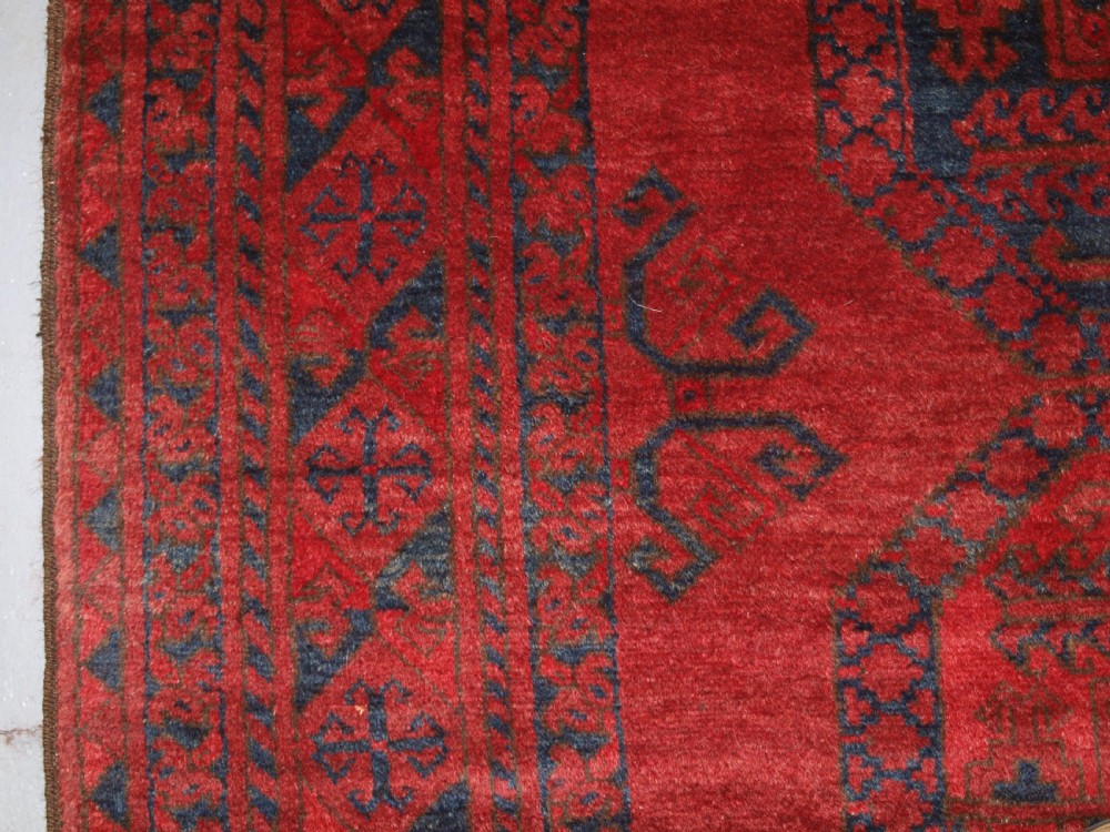 OLD AFGHAN VILLAGE CARPET, GREAT ALMOST SQUARE SIZE, SUPERB CONDITION, CIRCA 1920. View IV