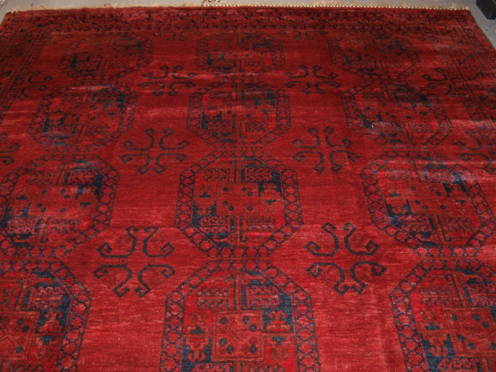 OLD AFGHAN VILLAGE CARPET, GREAT ALMOST SQUARE SIZE, SUPERB CONDITION, CIRCA 1920. View V