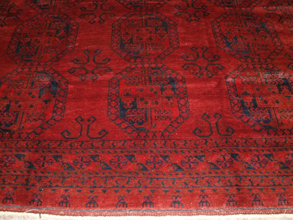 OLD AFGHAN VILLAGE CARPET, GREAT ALMOST SQUARE SIZE, SUPERB CONDITION, CIRCA 1920. View VI