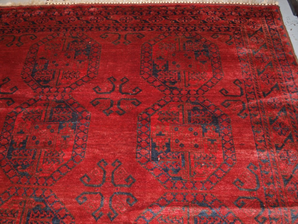 OLD AFGHAN VILLAGE CARPET, GREAT ALMOST SQUARE SIZE, SUPERB CONDITION, CIRCA 1920. View XI