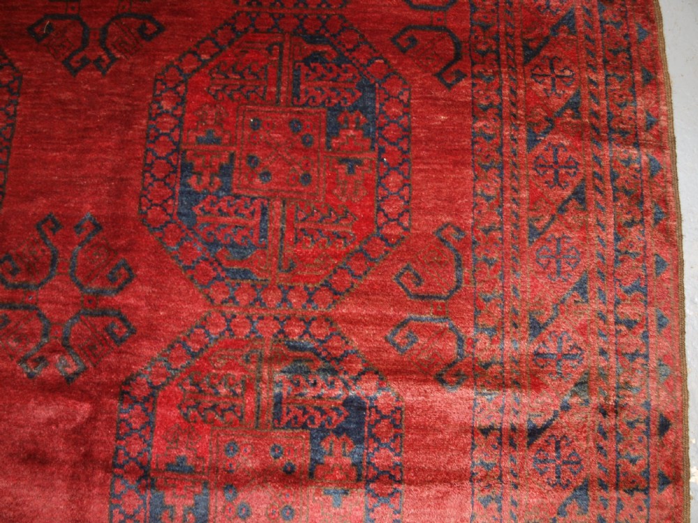OLD AFGHAN VILLAGE CARPET, GREAT ALMOST SQUARE SIZE, SUPERB CONDITION, CIRCA 1920. View XII