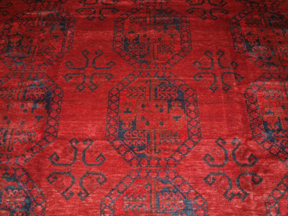 OLD AFGHAN VILLAGE CARPET, GREAT ALMOST SQUARE SIZE, SUPERB CONDITION, CIRCA 1920. View XIV