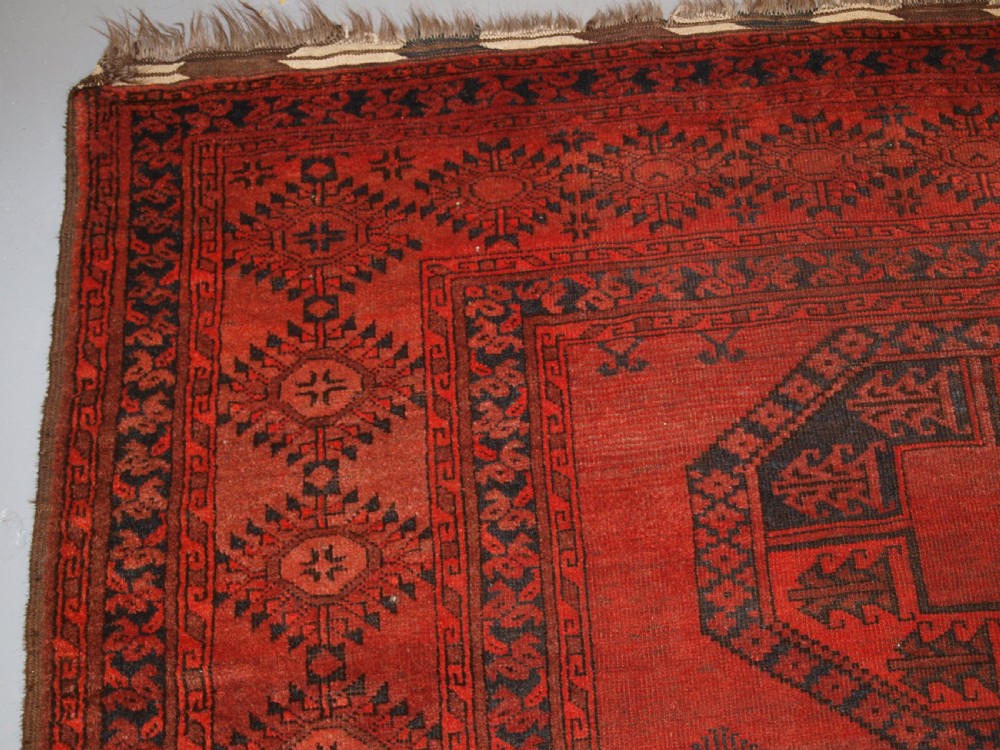 ANTIQUE AFGHAN SULAYMAN CARPET, HEAVY WEAR BUT STILL SOUND, CIRCA 1900. View III
