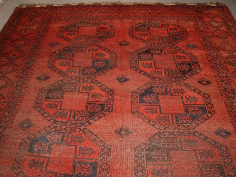 ANTIQUE AFGHAN SULAYMAN CARPET, HEAVY WEAR BUT STILL SOUND, CIRCA 1900. View V