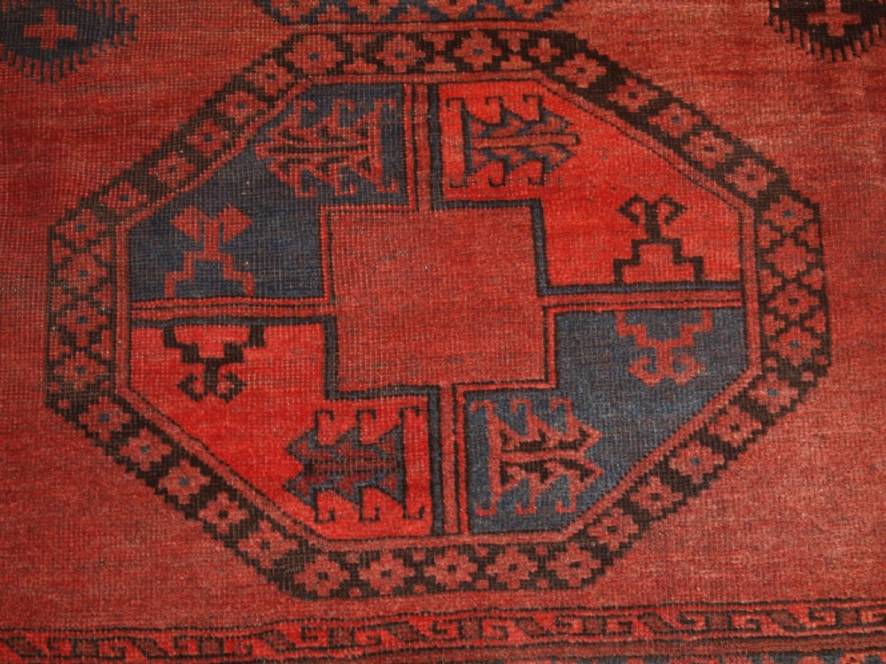 ANTIQUE AFGHAN SULAYMAN CARPET, HEAVY WEAR BUT STILL SOUND, CIRCA 1900. View VII