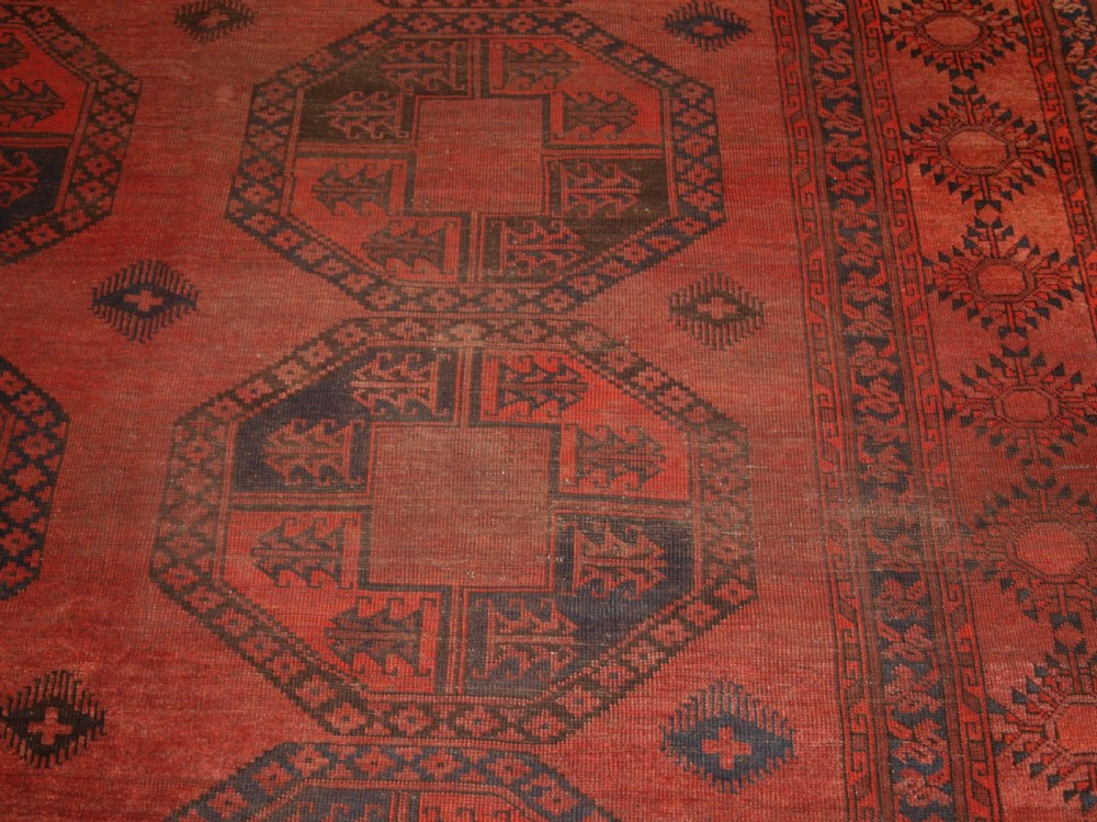 ANTIQUE AFGHAN SULAYMAN CARPET, HEAVY WEAR BUT STILL SOUND, CIRCA 1900. View XI
