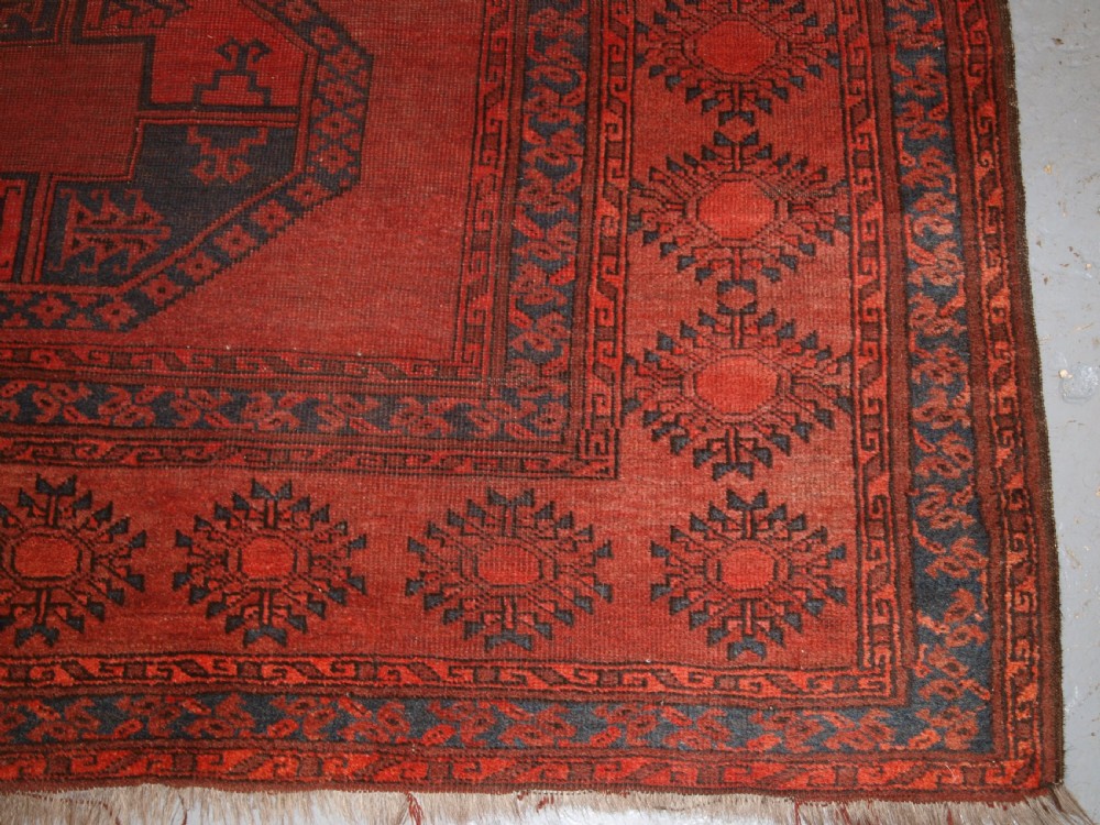 ANTIQUE AFGHAN SULAYMAN CARPET, HEAVY WEAR BUT STILL SOUND, CIRCA 1900. View XII