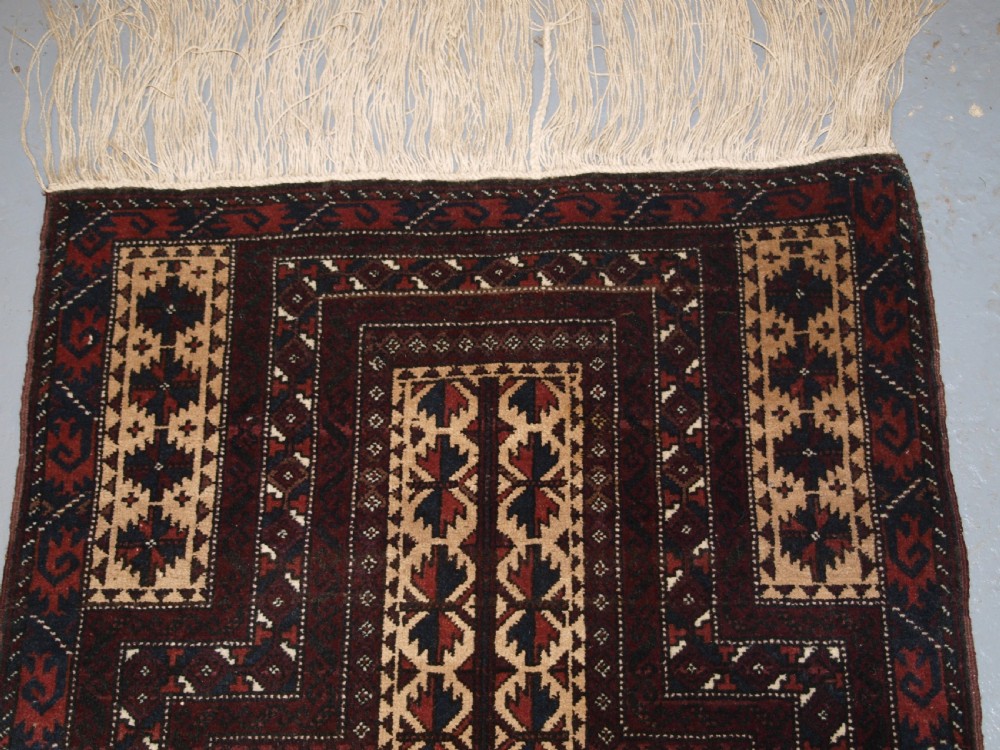 OLD AFGHAN BALUCH CAMEL GROUND PRAYER RUG WITH TREE OF LIFE, GREAT CONDITION, CIRCA 1920. View II