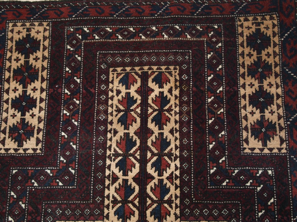 OLD AFGHAN BALUCH CAMEL GROUND PRAYER RUG WITH TREE OF LIFE, GREAT CONDITION, CIRCA 1920. View VII