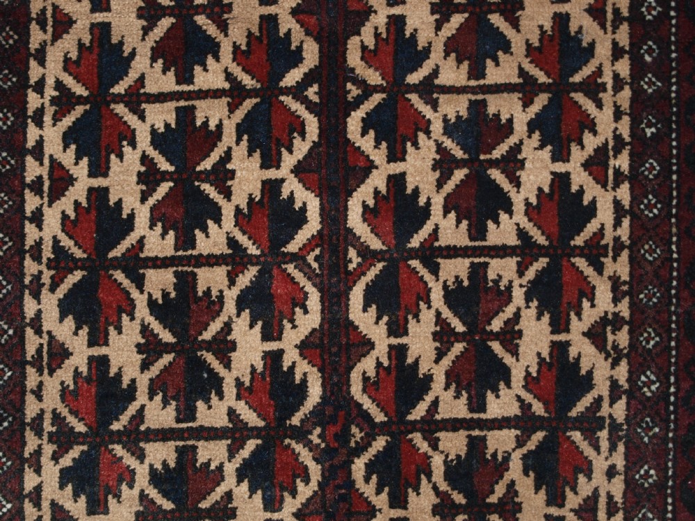 OLD AFGHAN BALUCH CAMEL GROUND PRAYER RUG WITH TREE OF LIFE, GREAT CONDITION, CIRCA 1920. View IX
