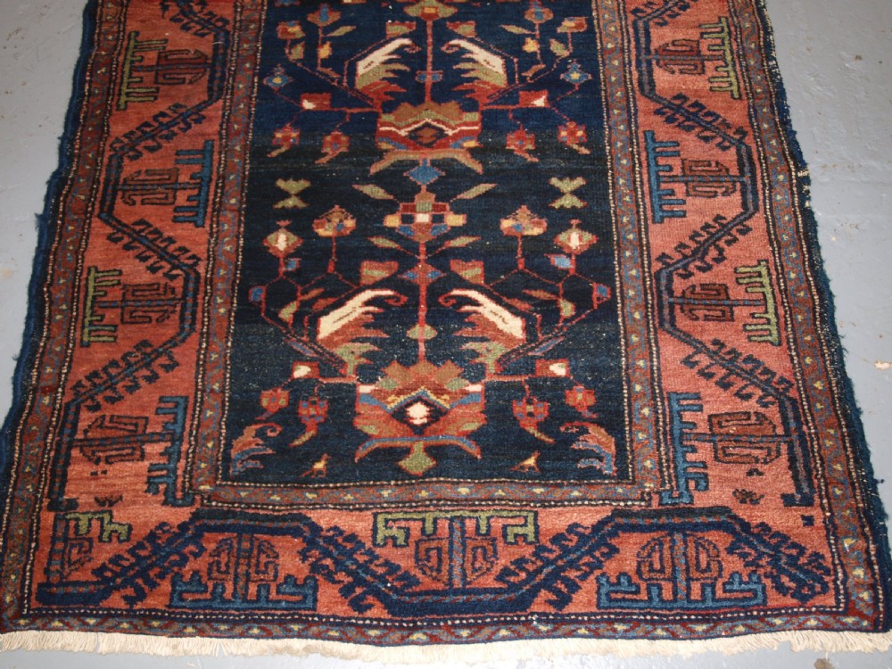 OLD NORTH WEST PERSIAN HAMADAN VILLAGE RUG WITH UNUSUAL DESIGN, BALUCH BORDER, CIRCA 1920. View IV
