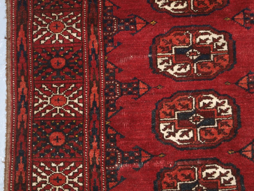 OLD AFGHAN RUG OF SMALL SIZE WITH TEKKE TURKMEN DESIGN, HARD WEARING, CIRCA 1920. View VI