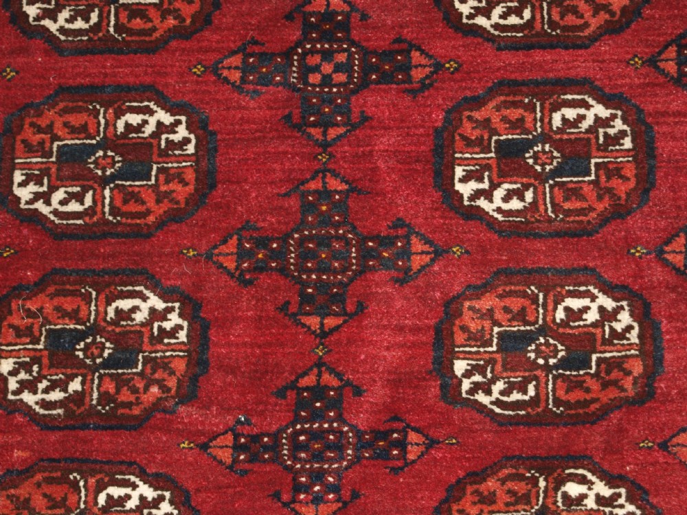 OLD AFGHAN RUG OF SMALL SIZE WITH TEKKE TURKMEN DESIGN, HARD WEARING, CIRCA 1920. View VII