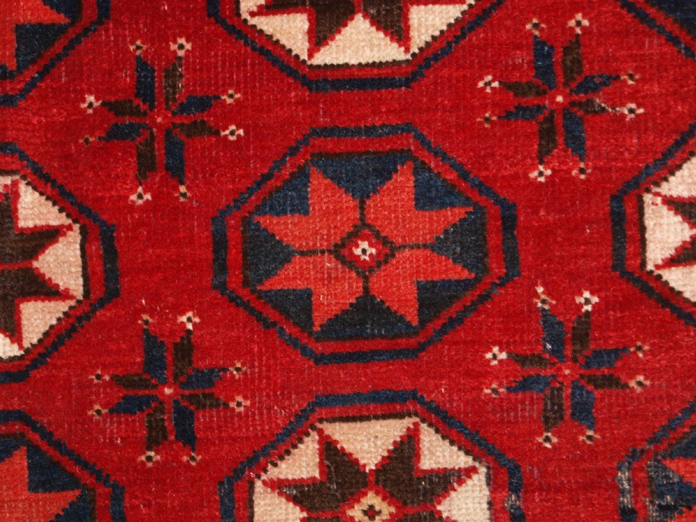ANTIQUE ERSARI TURKMEN MAIN CARPET FRAGMENT, UNUSUAL STAR DESIGN, 2ND HALF 19TH CENTURY. View XI