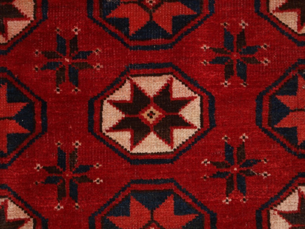 ANTIQUE ERSARI TURKMEN MAIN CARPET FRAGMENT, UNUSUAL STAR DESIGN, 2ND HALF 19TH CENTURY. View XII