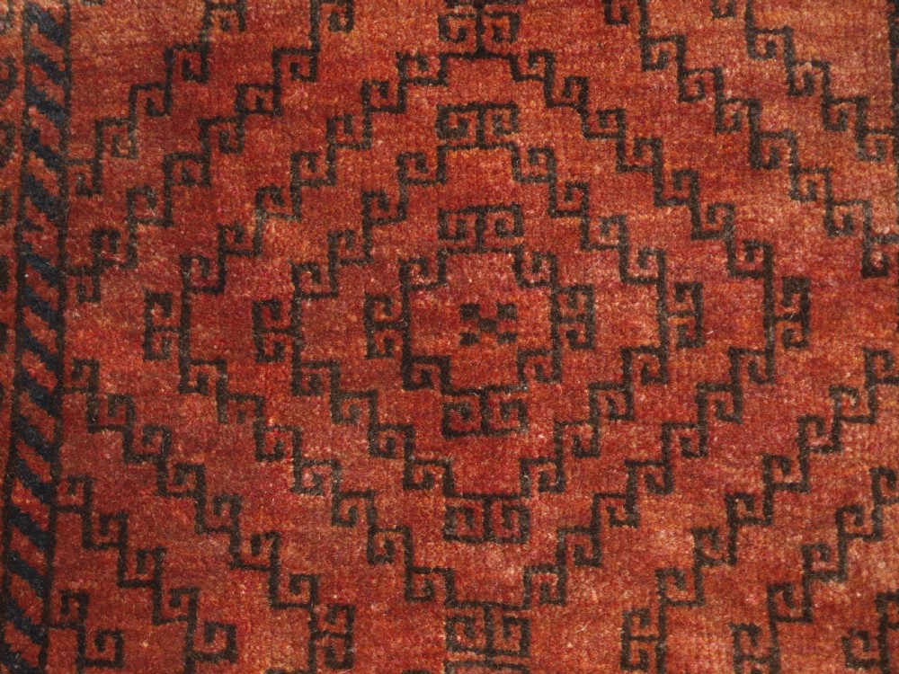OLD AFGHAN BALUCH BALISHT GRAIN BAG, STRIPPED PLAIN WEAVE BACK, CIRCA 1920. View IX