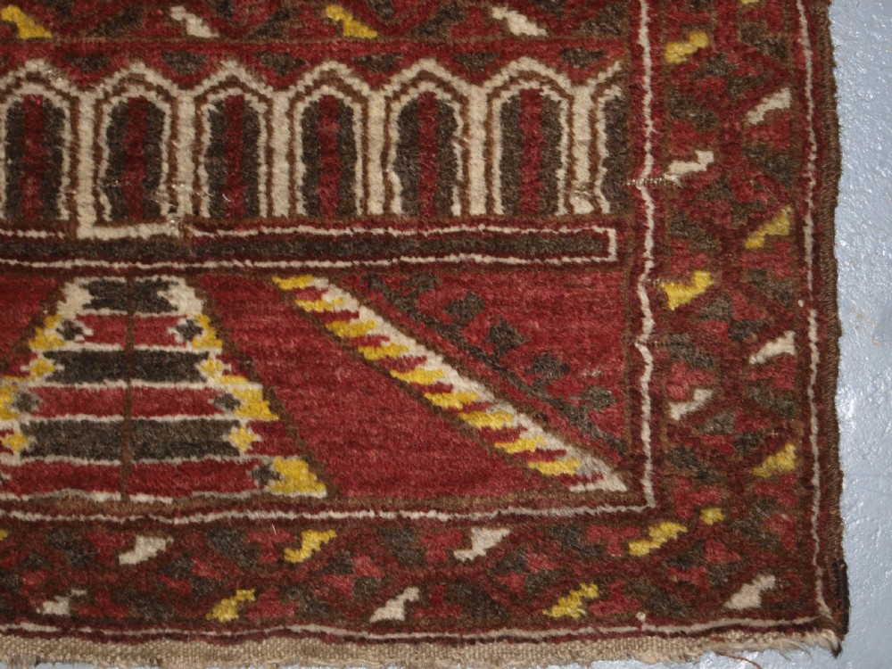 OLD AFGHAN KIZIL AYAK CHILDS MOSQUE PRAYER RUG, SCARCE EXAMPLE, CIRCA 1920. View VII