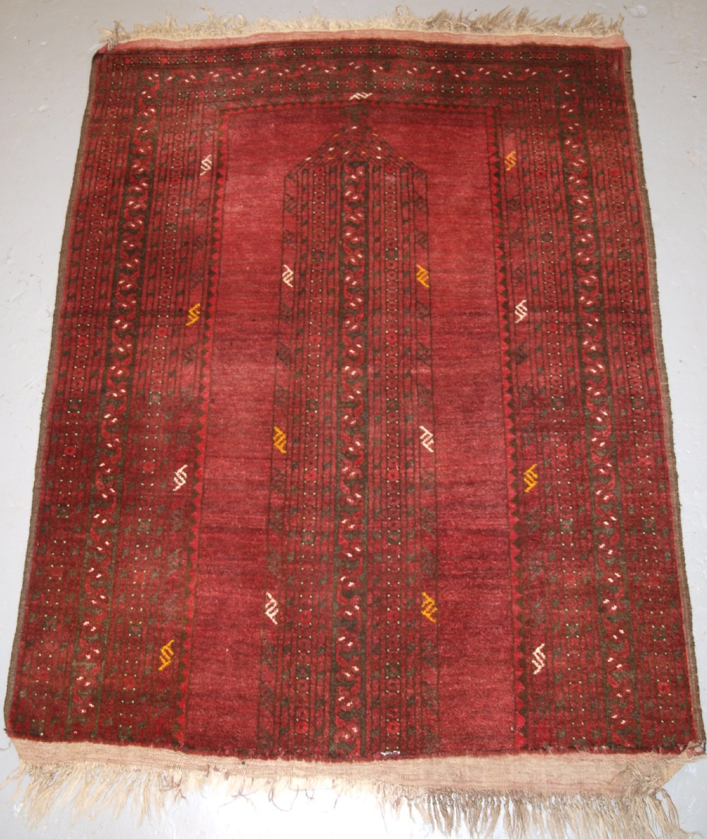 OLD AFGHAN VILLAGE PRAYER RUG OF UNUSUAL DESIGN, SUPERB CONDITION, CIRCA 1920.