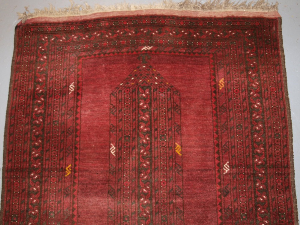 OLD AFGHAN VILLAGE PRAYER RUG OF UNUSUAL DESIGN, SUPERB CONDITION, CIRCA 1920. View II