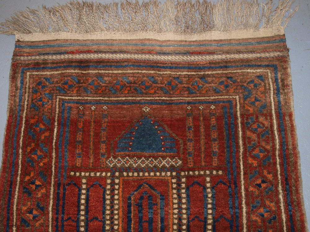 OLD AFGHAN KIZIL AYAK MOSQUE PRAYER RUG, VERY SOFT WOOL, CIRCA 1920. View II