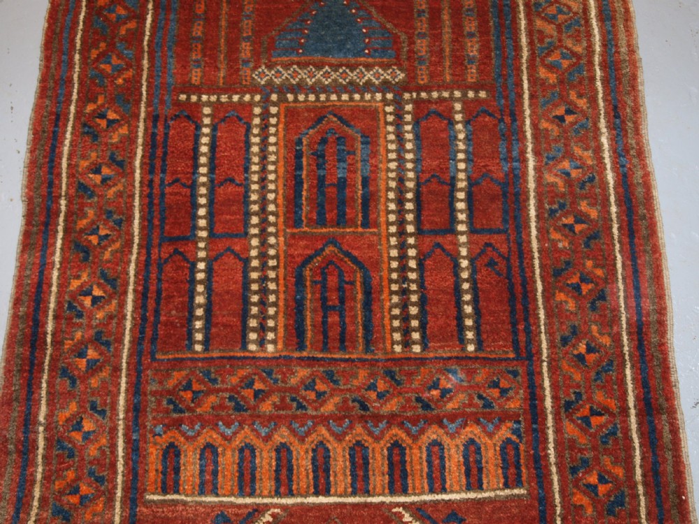 OLD AFGHAN KIZIL AYAK MOSQUE PRAYER RUG, VERY SOFT WOOL, CIRCA 1920. View III