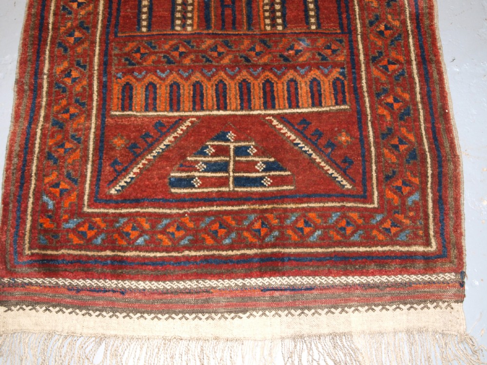 OLD AFGHAN KIZIL AYAK MOSQUE PRAYER RUG, VERY SOFT WOOL, CIRCA 1920. View IV