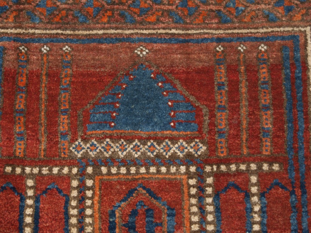 OLD AFGHAN KIZIL AYAK MOSQUE PRAYER RUG, VERY SOFT WOOL, CIRCA 1920. View VI
