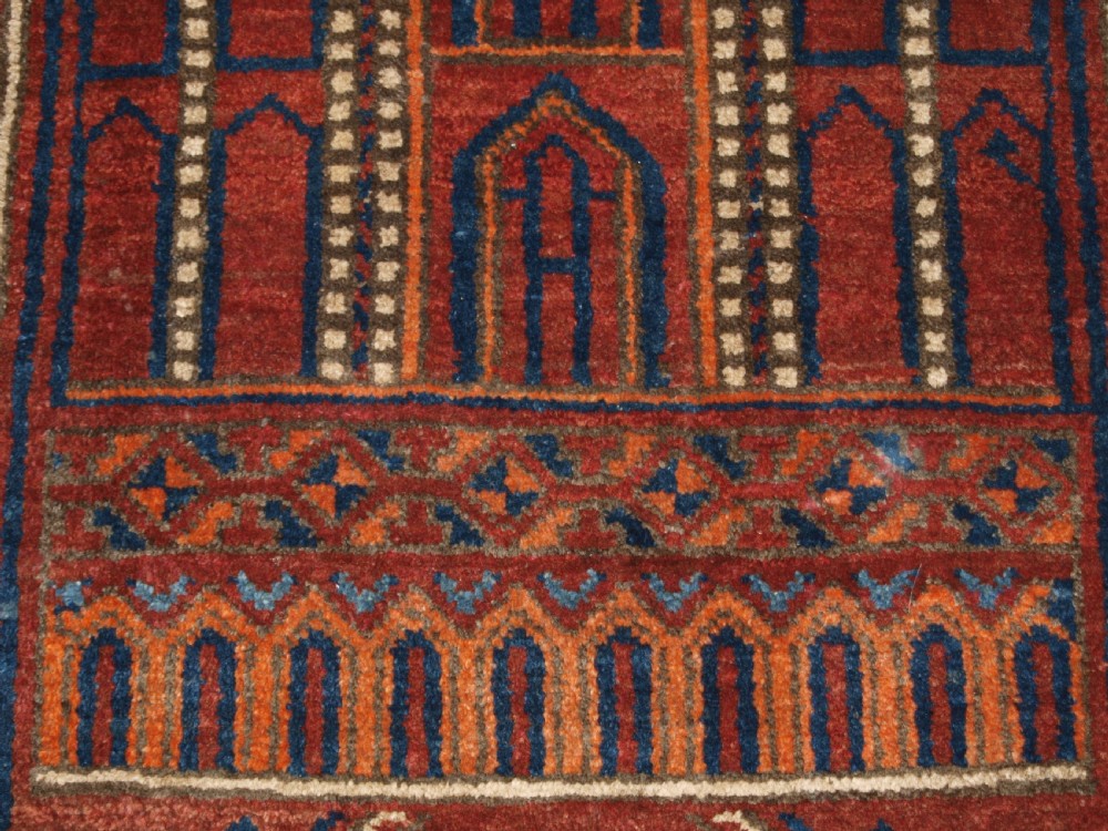 OLD AFGHAN KIZIL AYAK MOSQUE PRAYER RUG, VERY SOFT WOOL, CIRCA 1920. View VII