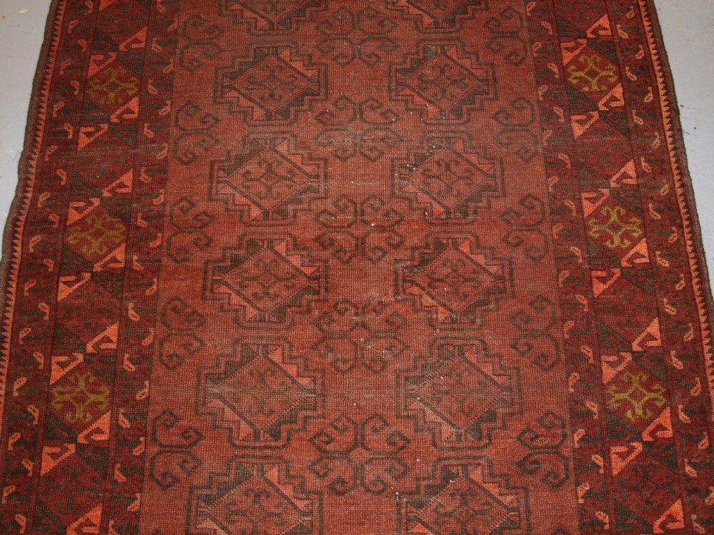 OLD AFGHAN VILLAGE RUG, SOFT BROWN COLOUR, SOME WEAR, LIVED WITH LOOK, CIRCA 1920. View III