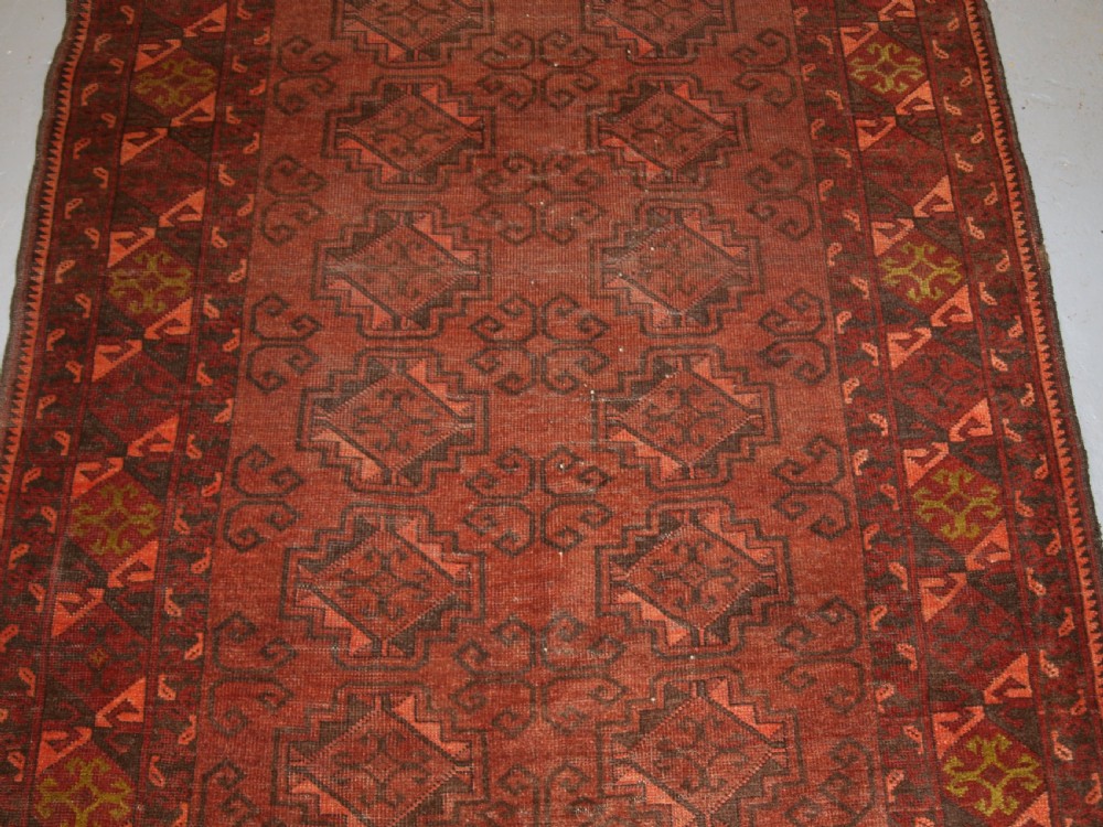 OLD AFGHAN VILLAGE RUG, SOFT BROWN COLOUR, SOME WEAR, LIVED WITH LOOK, CIRCA 1920. View IV