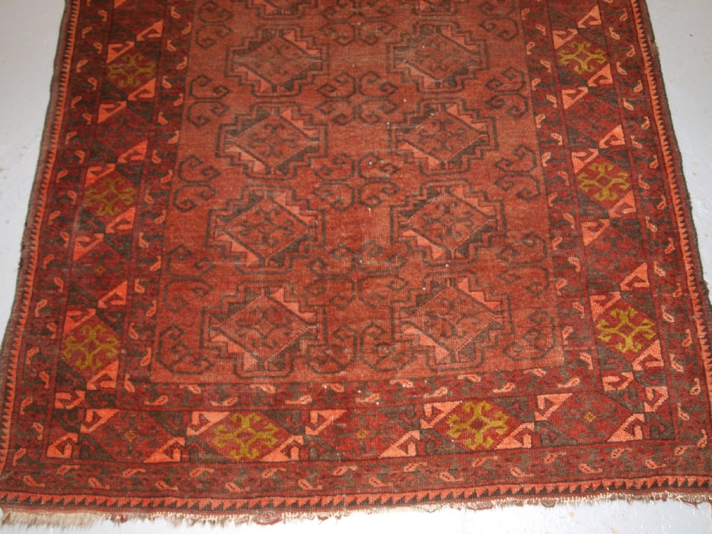 OLD AFGHAN VILLAGE RUG, SOFT BROWN COLOUR, SOME WEAR, LIVED WITH LOOK, CIRCA 1920. View V