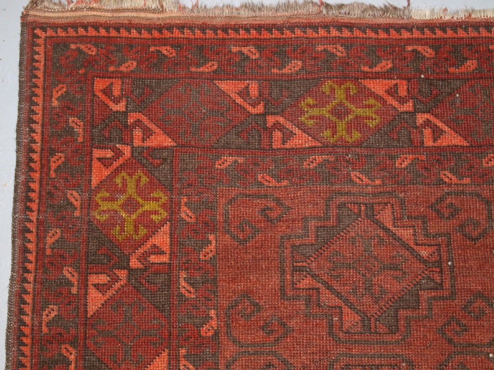 OLD AFGHAN VILLAGE RUG, SOFT BROWN COLOUR, SOME WEAR, LIVED WITH LOOK, CIRCA 1920. View VII