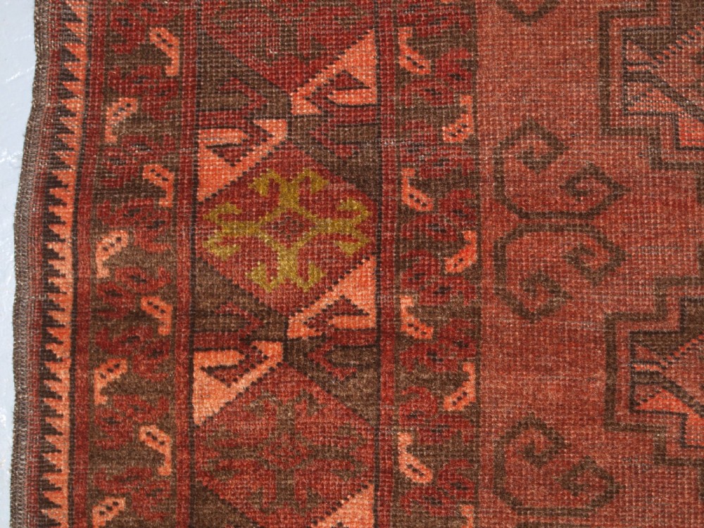 OLD AFGHAN VILLAGE RUG, SOFT BROWN COLOUR, SOME WEAR, LIVED WITH LOOK, CIRCA 1920. View VIII